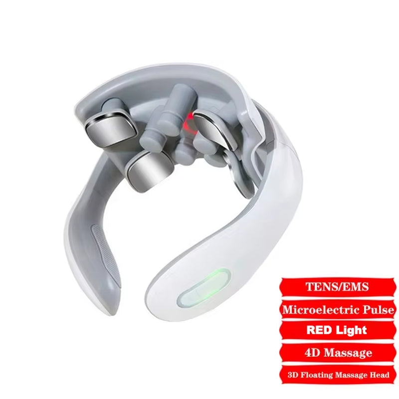 Vibration Neck Masssger Rechargeable Low Frequency Pulse Cervical Massager Smart Electric Neck Massager Red Light Massage