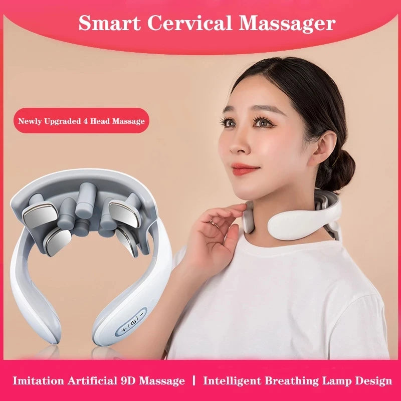 Vibration Neck Masssger Rechargeable Low Frequency Pulse Cervical Massager Smart Electric Neck Massager Red Light Massage