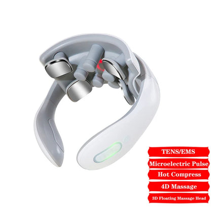 Vibration Neck Masssger Rechargeable Low Frequency Pulse Cervical Massager Smart Electric Neck Massager Red Light Massage